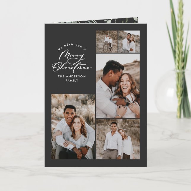 Tarjeta De Agradecimiento Modernos Navidades de fotografía multi negros míni (Anverso)