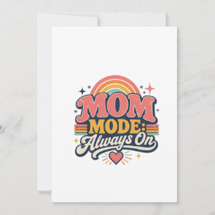 Tarjeta De Agradecimiento Modo Mamá Siempre Activado Regalo Retro del Día de