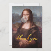 Mona Lisa soplando un chicle gris