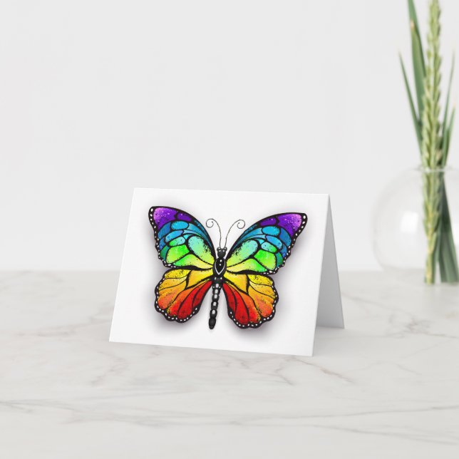 Tarjeta De Agradecimiento Monarca de mariposa arcoiris (Anverso)