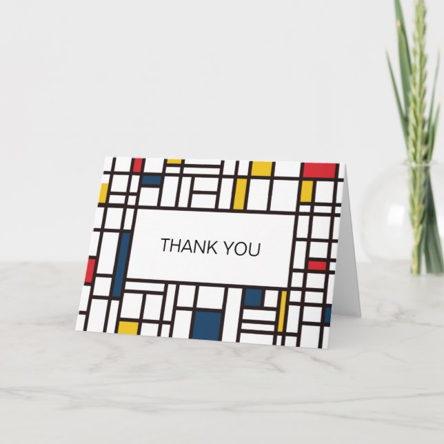 Tarjeta De Agradecimiento Mondrian De Stijl (Anverso)
