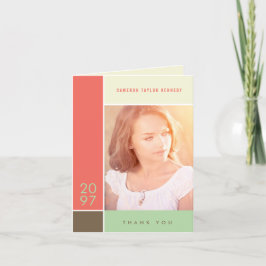 Tarjeta De Agradecimiento Mondrian Simple Color Blocks Graduation Photo