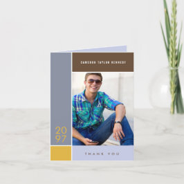 Tarjeta De Agradecimiento Mondrian Simple Color Blocks Graduation Photo