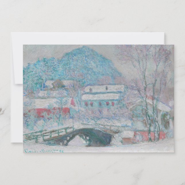 Tarjeta De Agradecimiento Monet - Noruega, aldea Sandviken en la nieve (Anverso)