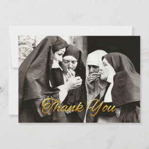 Tarjeta De Agradecimiento Monjas fumando fotografía vintage