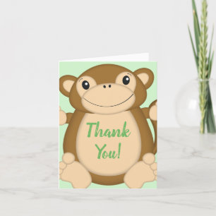 Tarjeta De Agradecimiento Monkey Baby Shower Green