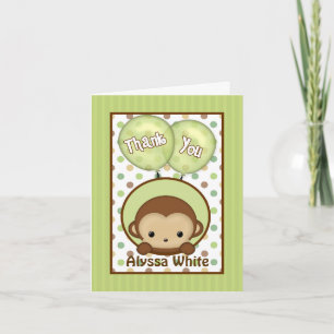 Tarjeta De Agradecimiento Monkey Baby Shower MPPv4 green Thank You Note Card