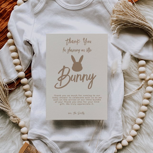 Tarjeta De Agradecimiento Mono de baño boho de conejito neutral lindo (Subido por el creador)