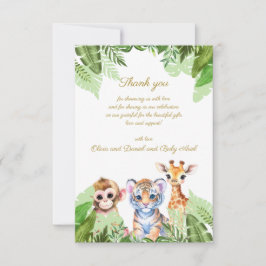 Tarjeta De Agradecimiento Mono de bebé personalizado tigre y jirafa Gracias