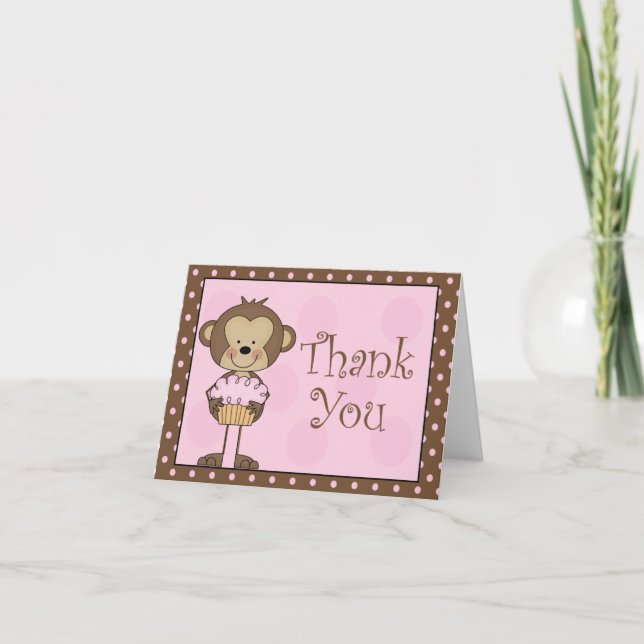 Tarjeta De Agradecimiento Mono del pastelGracias (Anverso)