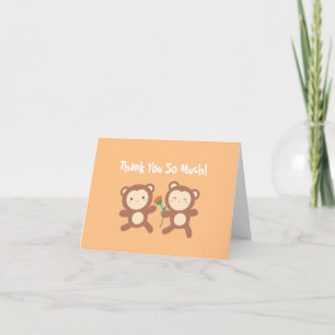 Tarjeta De Agradecimiento Mono divertido y lindo con flor