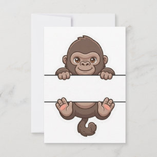 Tarjeta De Agradecimiento Mono Grama de Gorila Mono Nombre Marco Dividido