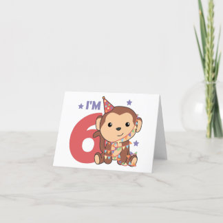 Tarjeta De Agradecimiento Mono Sexto Cumpleaños Niños De 6 Años Gracias C