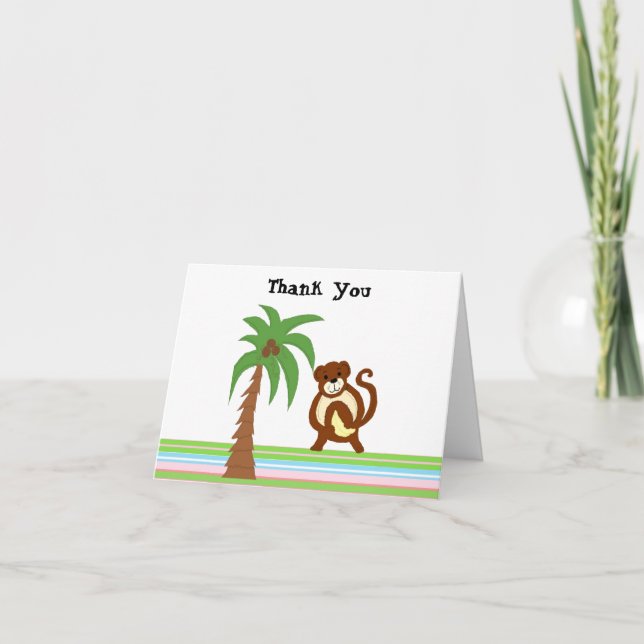 Tarjeta De Agradecimiento Mono y palmera gracias (Anverso)