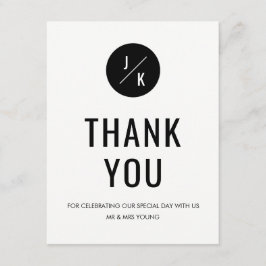 Tarjeta de agradecimiento monocroma simple en círc