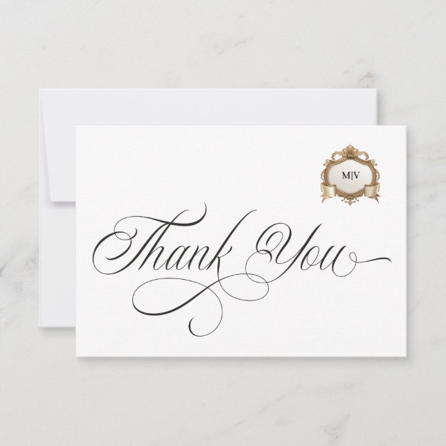 Tarjeta De Agradecimiento Monogram Crest Thank You Card (Anverso)