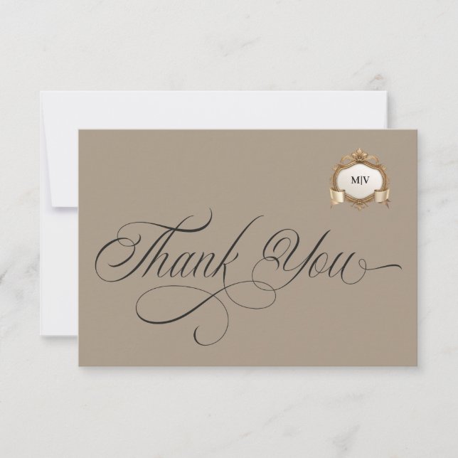 Tarjeta De Agradecimiento Monogram Crest Thank You Card (Anverso)