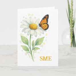 Tarjeta De Agradecimiento Monogram Notecard - Daisy & Butterfly