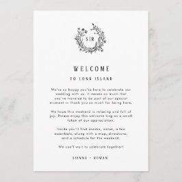 Tarjeta De Agradecimiento Monogram Wedding Welcome Insert with Program