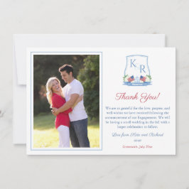 Tarjeta De Agradecimiento Monograma 4 de julio Fotación de boda de compromis