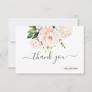 Tarjeta De Agradecimiento Monograma acuarela Rubor Roses rosas rosadas Hydra