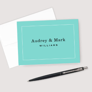 Tarjeta De Agradecimiento Monograma azul Aqua de boda elegante