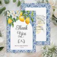 Monograma blanco azul mediterráneo Boda Lemons