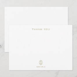 Tarjeta De Agradecimiento Monograma Blanco Elegante Profesional Gracias Ca