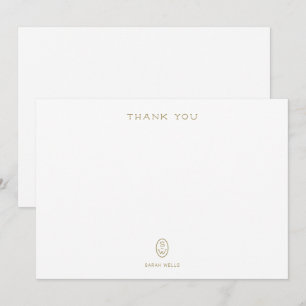 Tarjeta De Agradecimiento Monograma Blanco Elegante Profesional Gracias Ca