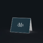 Tarjeta De Agradecimiento Monograma blanco y naval dobladoTarjeta de agradec<br><div class="desc">Fondo azul marino con iniciales en blanco monogramadas dobladas tarjeta de agradecimiento (blanco en blanco dentro) Ideal para la correspondencia de negocios.</div>