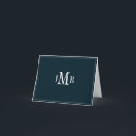 Tarjeta De Agradecimiento Monograma blanco y naval dobladoTarjeta de agradec<br><div class="desc">Fondo azul marino con iniciales en blanco monogramadas dobladas tarjeta de agradecimiento (blanco en blanco dentro) Ideal para la correspondencia de negocios.</div>