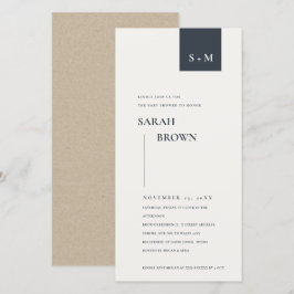 TARJETA DE AGRADECIMIENTO MONOGRAMA BLANCO Y NEGRO SCANDI BABY SHOWER INVITE