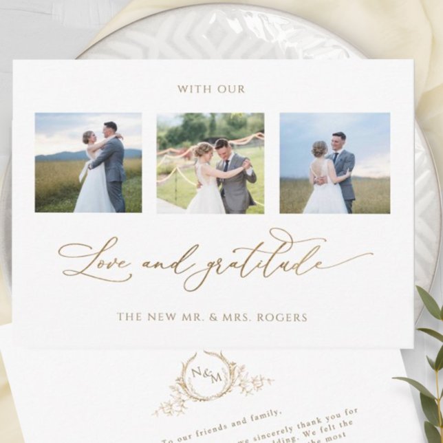 Tarjeta De Agradecimiento Monograma Boda con amor y gratitud foto (Subido por el creador)