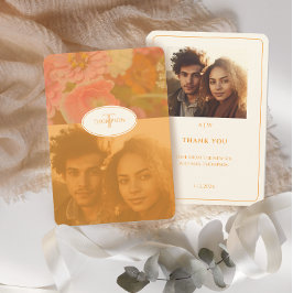 Tarjeta De Agradecimiento Monograma Boda de amapola rosa de flor silvestre