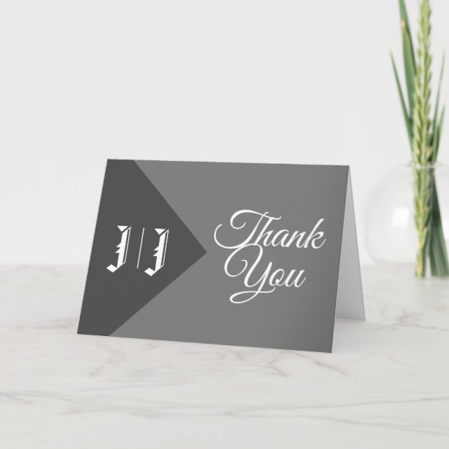 Tarjeta De Agradecimiento Monograma Boda de Navidades Casuales Modernos (Anverso)