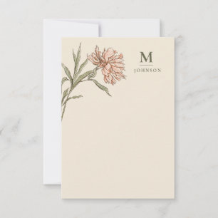 Tarjeta De Agradecimiento Monograma Botánico Floral Vintage Personalizado