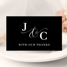 Tarjeta De Agradecimiento Monograma con Ampersand Personalizado para Boda