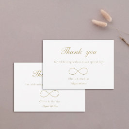 Tarjeta De Agradecimiento Monograma de amor infinito Boda blanco elegante de