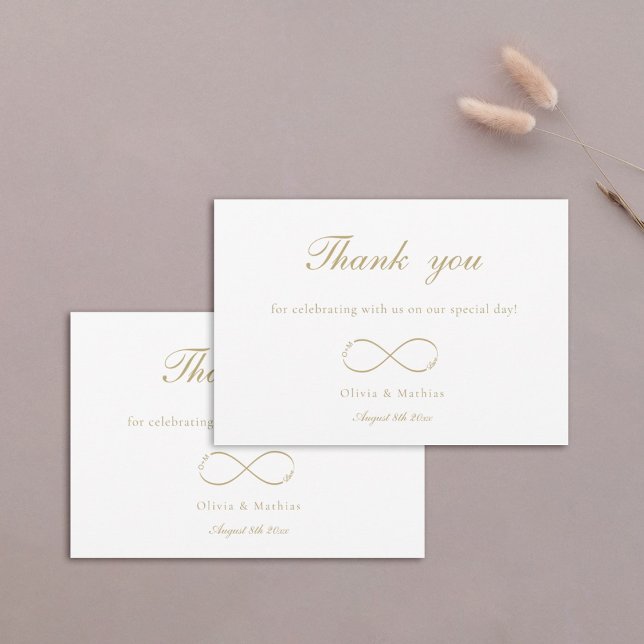Tarjeta De Agradecimiento Monograma de amor infinito Boda blanco elegante de (Subido por el creador)