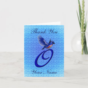 Tarjeta De Agradecimiento Monograma de Bluebird Inicial O Personalizado