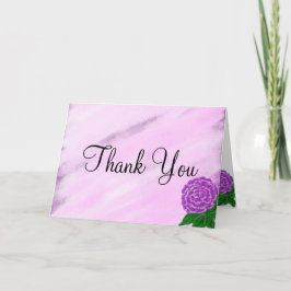 Tarjeta De Agradecimiento Monograma de Boda con Acuarela Floral Violeta