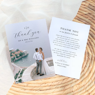 Tarjeta De Agradecimiento Monograma de Boda   Foto de Letra Elegante y Moder