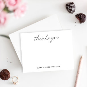 Tarjeta De Agradecimiento Monograma de Boda personalizado de escritura negra