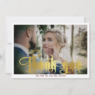 Tarjeta De Agradecimiento Monograma de caligrafía gótica elegante foto de ma