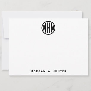 Tarjeta De Agradecimiento Monograma de círculo negro blanco DIY BG