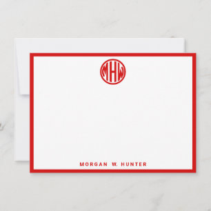 Tarjeta De Agradecimiento Monograma de círculo rojo DIY BG