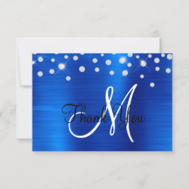 Tarjeta De Agradecimiento Monograma de Confeti con Rhinestone y Foil Ombre A