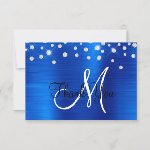 Tarjeta De Agradecimiento Monograma de Confeti con Rhinestone y Foil Ombre A