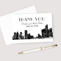 Monograma de Detroit Skyline Art Deco Boda