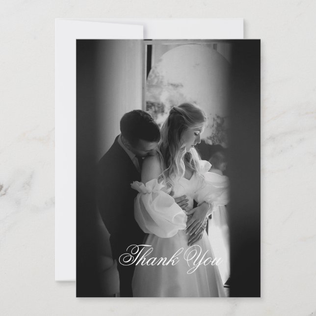 Tarjeta De Agradecimiento Monograma de escritura Minimalista moderna (Anverso)